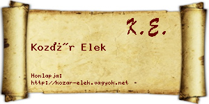 Kozár Elek névjegykártya